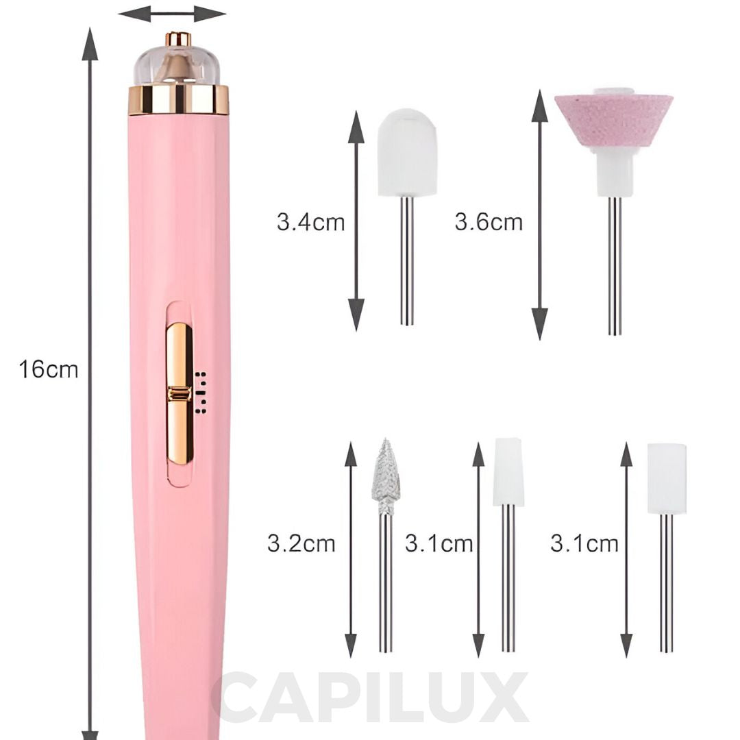 Lima de Uñas Eléctrica con Cabezales CAPILUX